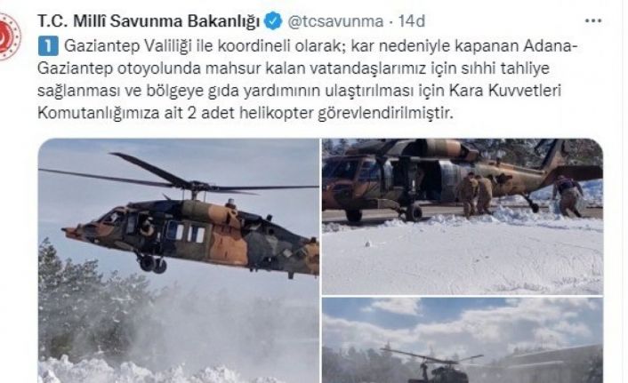 Otoyolda mahsur kalanlar için 2 helikopter tahsis edildi