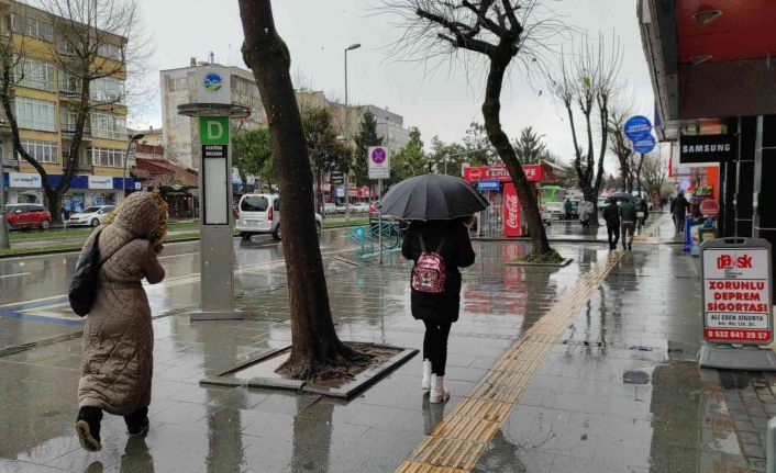 Sakarya kent merkezinde kısa süreli kar yağışı etkili oldu