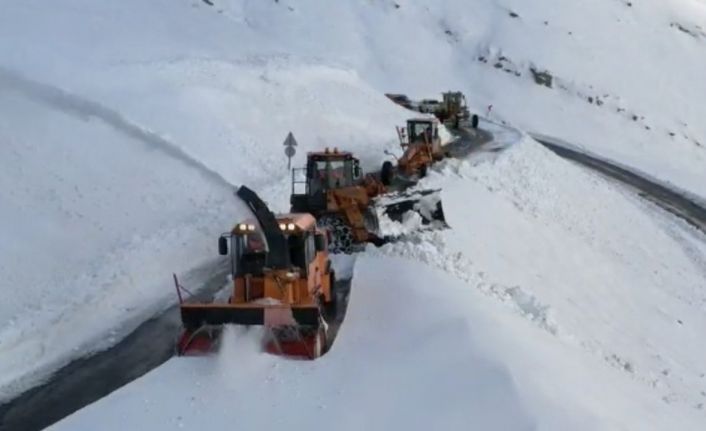 2230 rakımlı Tanin Tanin Geçidi’nde kar 1 metreyi buldu, yollar temizlendi