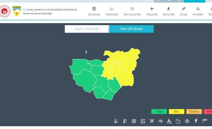 Bursa için yarın sarı uyarı