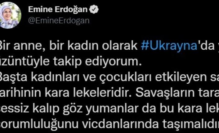 Emine Erdoğan: “Bir anne olarak, uluslararası toplumu barışın tesisi için harekete geçmeye davet ediyorum”