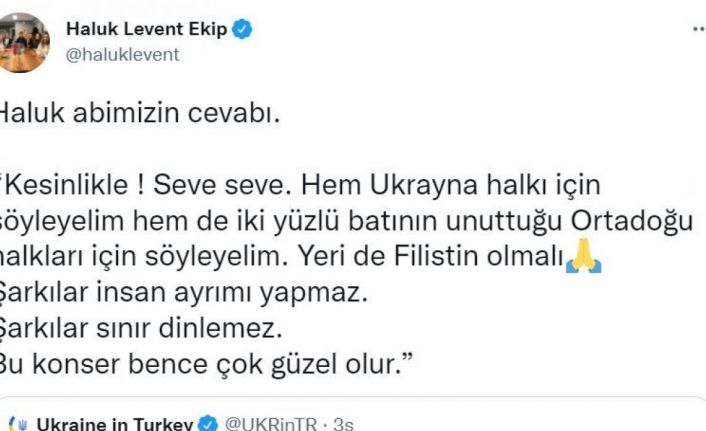 Haluk Levent’ten Ukrayna’nın konser davetine ‘yeri Filistin olsun’ yanıtı