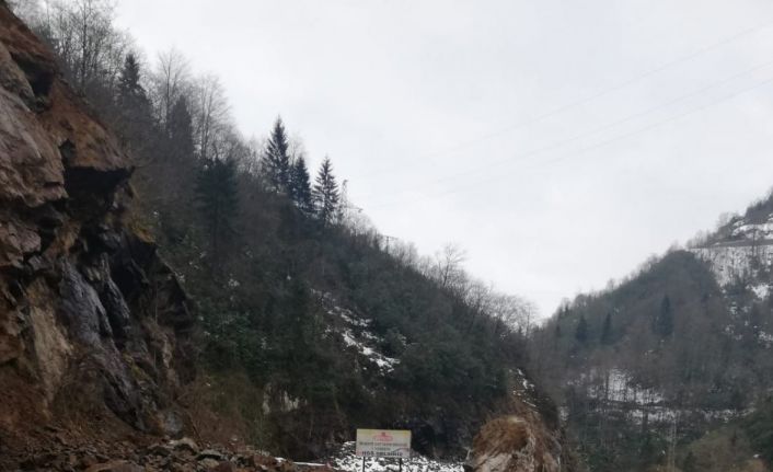 Rize’nin Hemşin ilçesinde meydana gelen heyelan nedeniyle karayolu 2 saat ulaşıma kapandı