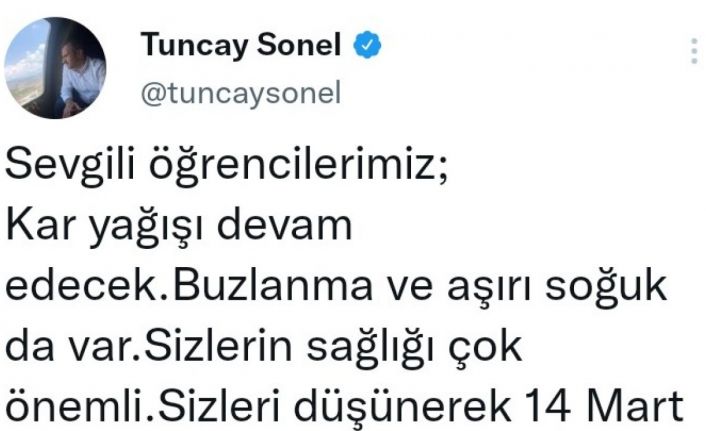 Vali Sonel duyurdu: Ordu genelinde eğitime bir gün ara verildi