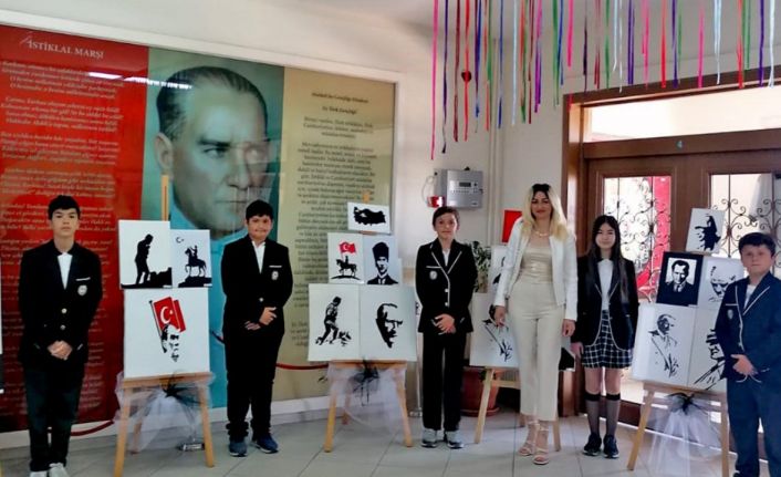 Çeşmeli öğrenciler Atatürk sevgisini tuvale yansıttı