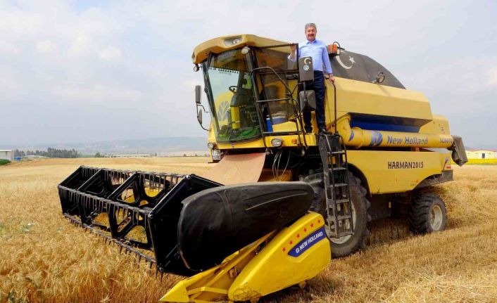 Vali kolları sıvadı, tarlaya girip biçerdöverle buğday hasadı yaptı