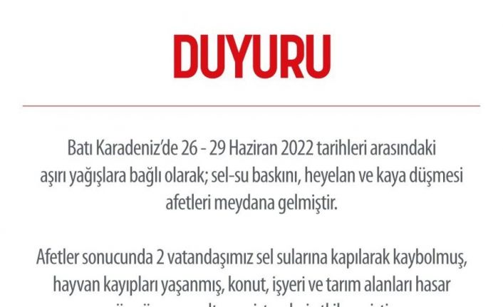 AFAD 7 ilin “Genel Hayata Etkili Afet Bölgesi” olarak ilan edildiğini duyurdu