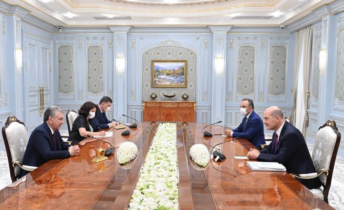 Bakan Soylu, Özbekistan Cumhurbaşkanı Mirziyoyev tarafından kabul edildi