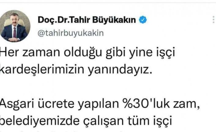 Büyükakın: "Asgari ücrete yapılan zam, belediyemizde çalışan tüm işçilerimizin maaşlarına aynı şekilde yansıtılacaktır"