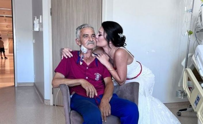 Bypass ameliyatı için kızının evlenmesini şart koştu, gelinin kuşağını hastane odasında bağladı