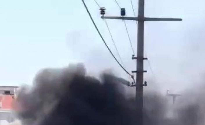 Kamyon alev alev yandı