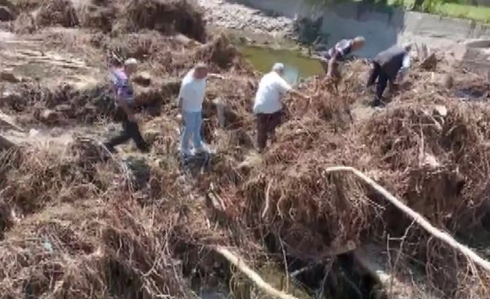 Köprüsü yıkılan köylüler, ağaç köklerinden yaptıkları patika yol ile karşıya geçiyor