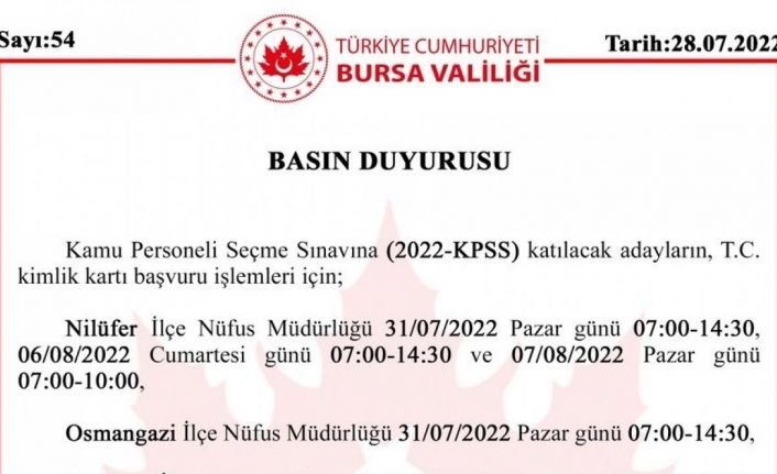 KPSS adayları dikkat! Bursa Valiliği duyurdu