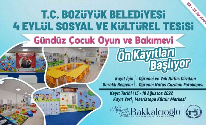 Bozüyük Belediyesi Gündüz Çocuk Oyun ve Bakımevi’nin ön kayıtları başlıyor