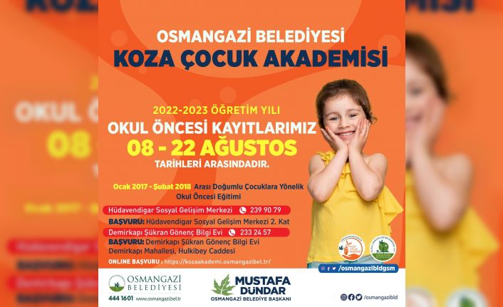 Osmangazi Koza Çocuk Akademi’de kayıtlar başladı