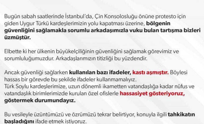 Bakan Soylu, Uygur Türkleri ile polis arasında yaşanan olaydan dolayı üzüntüsünü dile getirdi