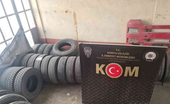 Konya’da kaçak lastik operasyonu