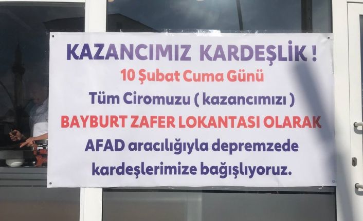 Bayburt esnafı depremzedeler için işyerlerinde çalışıyor günlük kazançları deprem bölgesine bağışlanacak