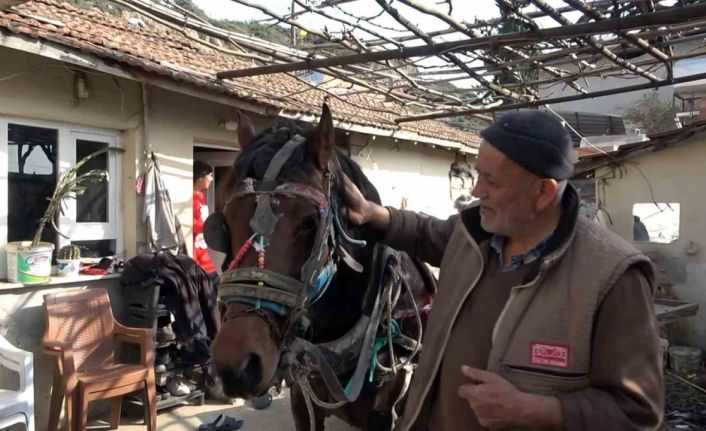 Depremde yıkılan ahırını tamir etmek için at arabasıyla kilometrelerce yol yapıyor