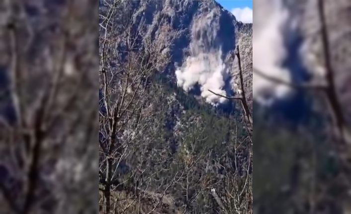 Düldül Dağı’ndan kopan kaya kütlelerinin tozu ortaya insan silüeti çıkardı