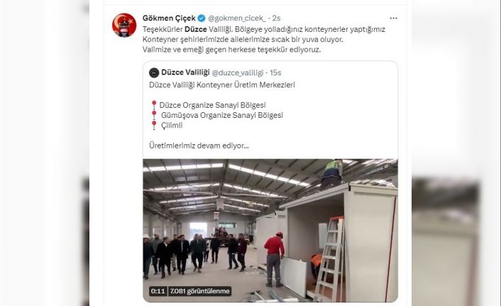 Düzce’den gönderilen konteynerler depremzedelere yuva oluyor