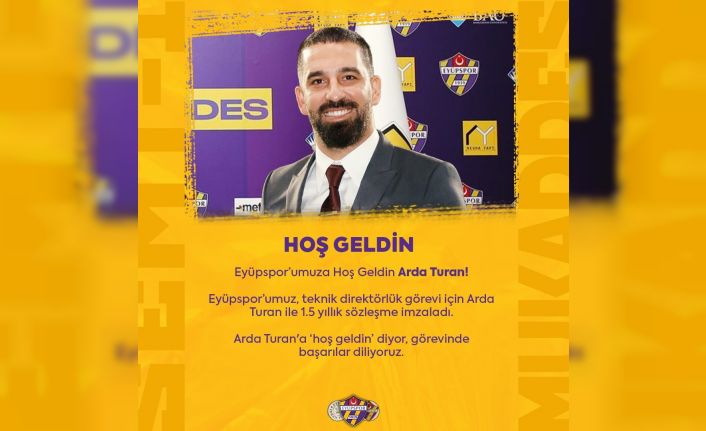 Eyüpspor, teknik direktörlük görevi için Arda Turan ile 1.5 yıllık sözleşme imzalandığını resmen açıkladı.