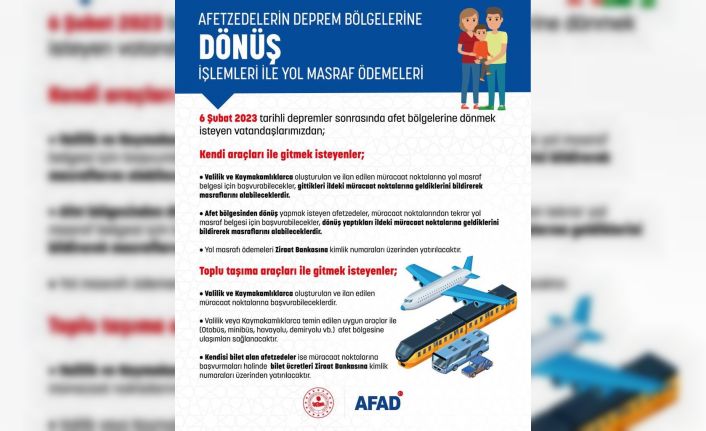 AFAD’dan deprem bölgesine geri dönüş yapmak isteyen vatandaşlar için duyuru