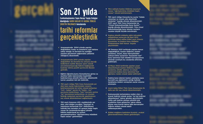 Bakan Bozdağ: “Son 21 yılda kadın hakları ve kadına yönelik şiddetin önlenmesi konularında tarihi reformlar gerçekleştirdik”