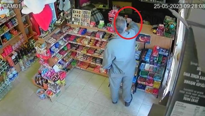 Büfeden defalarca çakmak çaldı, gerçek güvenlik kamerası görüntülerinde ortaya çıktı