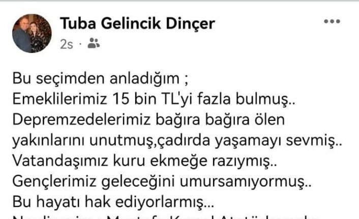 CHP’li Başkan Dinçer’in eşinden tepki çeken paylaşım: “Atatürk yanlış milleti kurtarmış"
