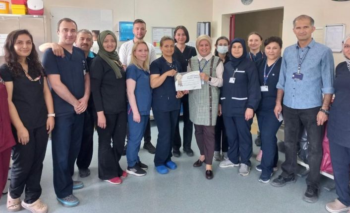 Evliya Çelebi Eğitim ve Araştırma Hastanesi Koroner Yoğun Bakım Ünitesi çalışanlarına Teşekkür Belgesi