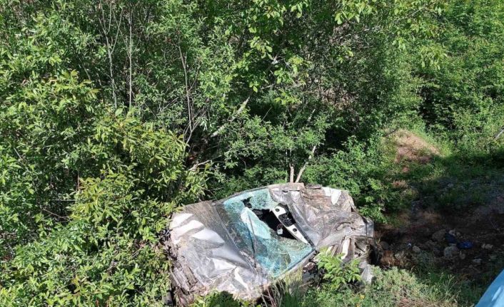 Hafif ticari araç uçuruma yuvarlandı: 1 ölü, 1 yaralı