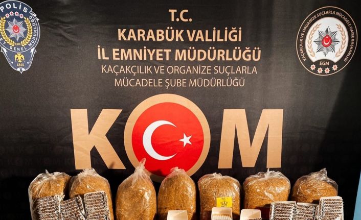 Karabük’te 55 kilogram kaçak tütün ve 7 bin makaron ele geçirildi