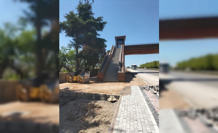 Ormanya üst geçidine durak cebi yapılıyor