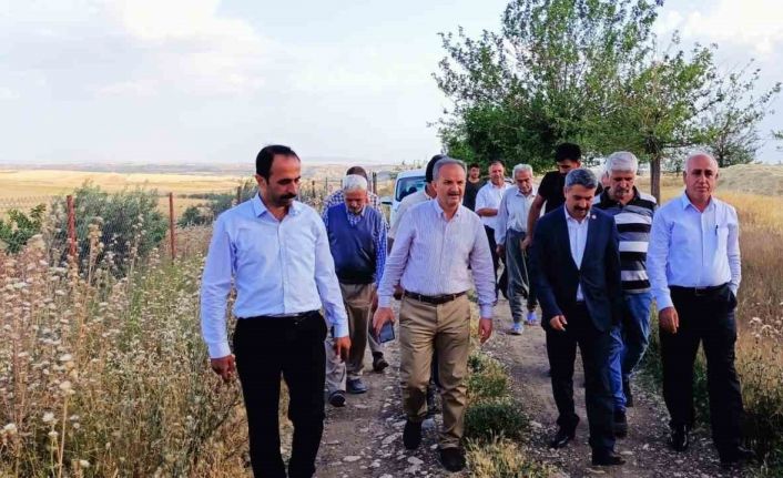 Çiftçilerle birlikte hububat hasadı yaptı