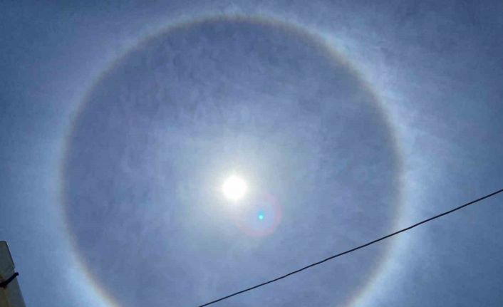 Hisarcık’ta güneşin etrafını saran gökkuşağı ilgiyle izlendi