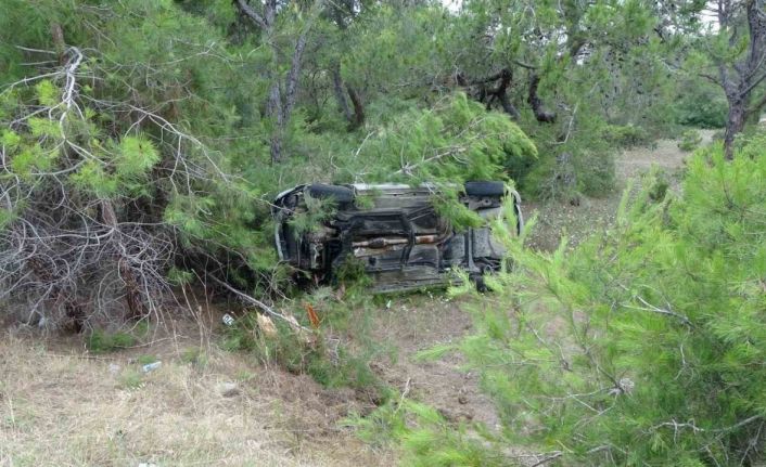 Kontrolden çıkan otomobil ormanlık alana uçtu: 2 yaralı
