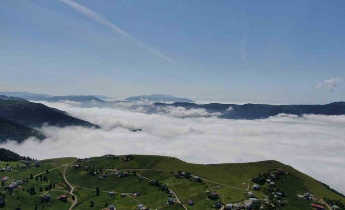 Trabzon’un yaylalarından eşsiz bulut denizi manzaraları