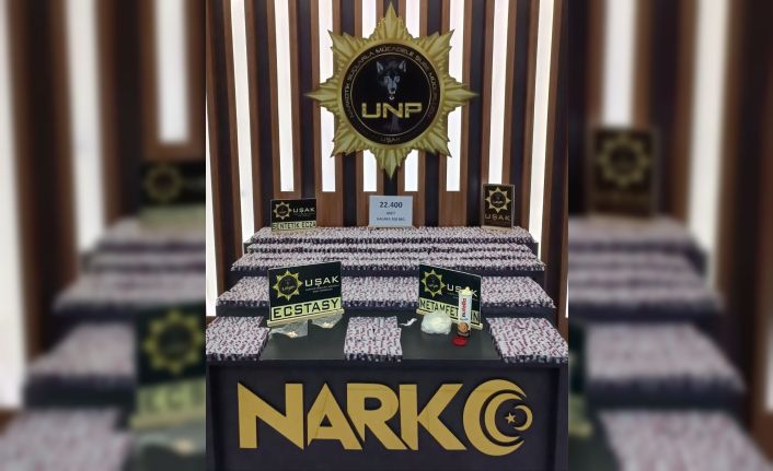 Uşak’ta 22 bin sentetik hap ve 249 gram metamfetamin ele geçirildi
