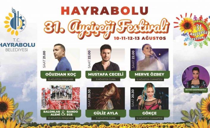 31. Hayrabolu Ayçiçeği Festivali sanatçıları belli oldu