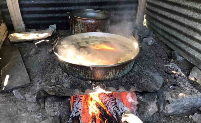 Bin rakımlı köyde dut pekmezi geleneksel yöntemlerle hazırlanıyor