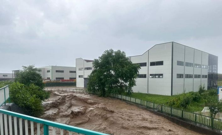 Giresun’un Piraziz ilçesinde Abdal Deresi taştı, ev ve iş yerlerini su bastı