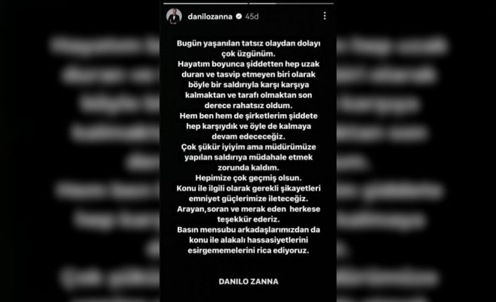 İtalyan şef Danilo Zanna: "Şükür iyiyim ama müdürümüze yapılan saldırıya müdahale etmek zorunda kaldım"