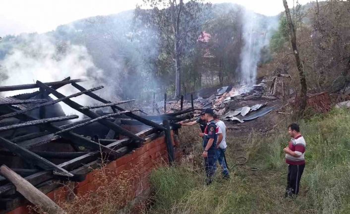 Alevlere teslim olan ev ile ahır küle döndü, yangının ormana sıçraması engellendi