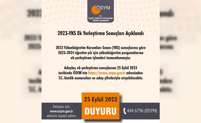 2023-YKS ek tercih sonuçları açıklandı