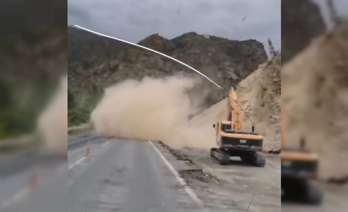 Uzundere yolunda tehlikeli anlar