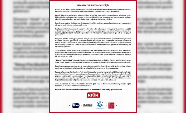 RTÜK Başkanı Şahin: "RTÜK ve medya kuruluşlarımız olarak Filistin’in yanında, İsrail’in katliamlarının ve savaş suçlarının karşısındayız"