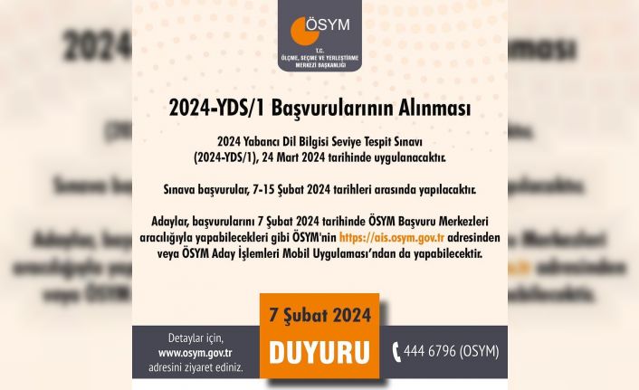 YDS başvuruları başladı