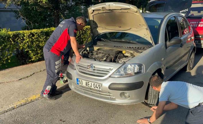 Araç motorundan kurtarıldı, bu sefer de itfaiye aracının motoruna girdi