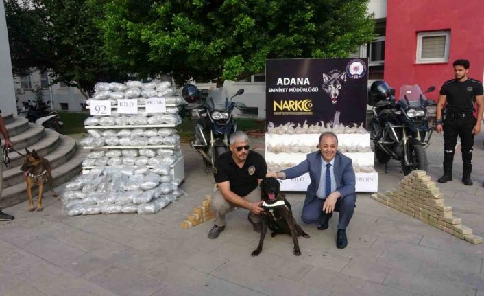 Adana’da 105 kilo 800 gram eroin ve 92 kilo skunk ele geçirildi